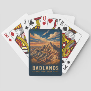 Badlands National Park South Dakota Woodblock Poker Cards