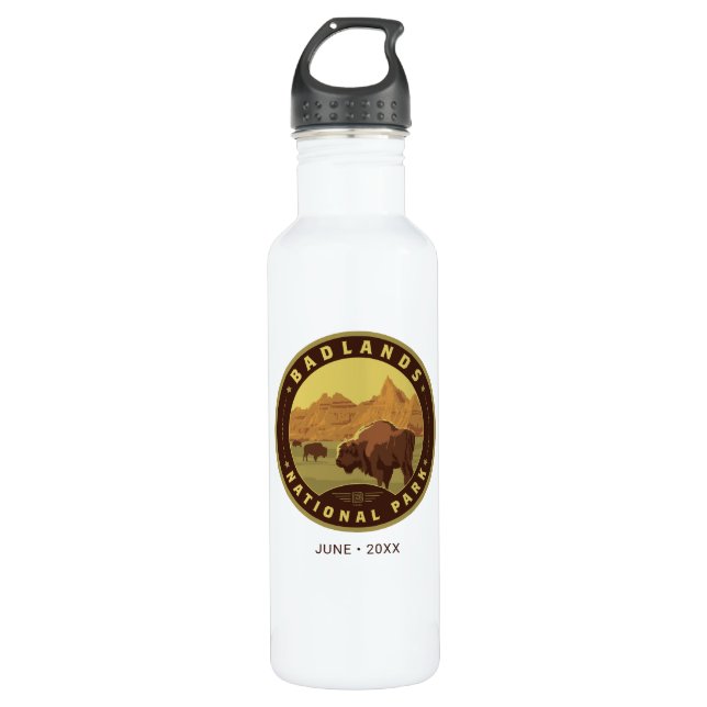 Badlands National Park Stainless Steel Water Bottle (Front)