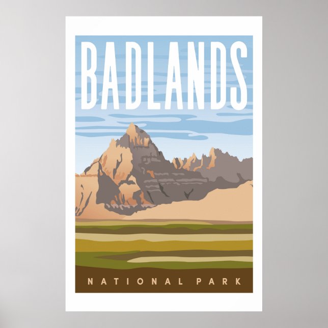 Badlands National Park Travel Poster Print (Front)