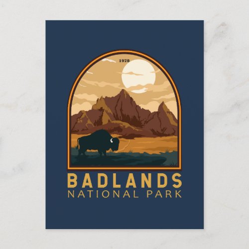 Badlands National Park Vintage Emblem Postcard