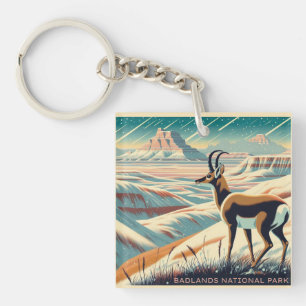 Badlands National Park Winter Souvenir Gift Keychain