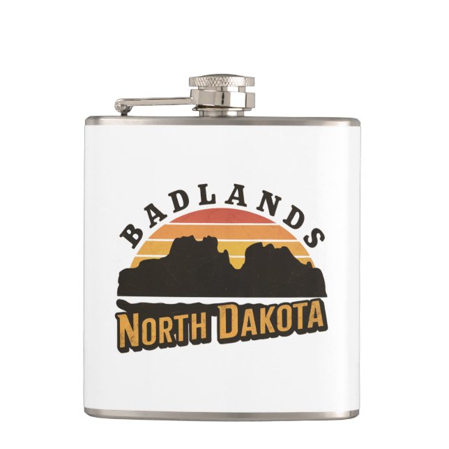 Badlands North Dakota Retro Flask (Front)