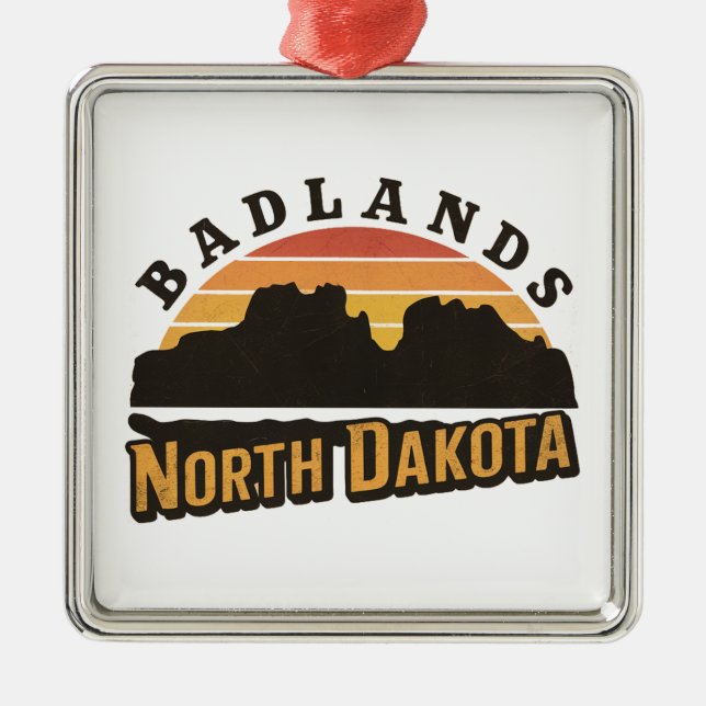 Badlands North Dakota Retro Metal Ornament (Front)