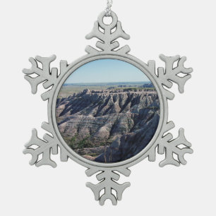 Badlands, South Dakota Snowflake Pewter Christmas Ornament