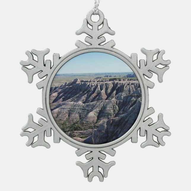 Badlands, South Dakota Snowflake Pewter Christmas Ornament (Front)