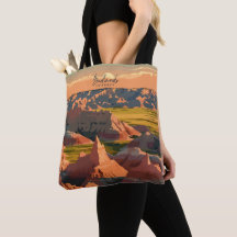 Badlands South Dakota Vintage Art Travel