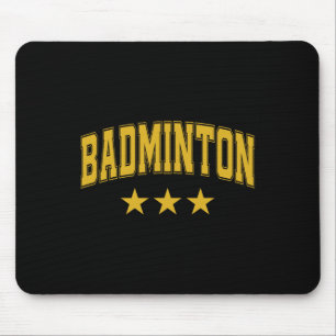 Badminton All Yellow Stars Clic Retro Varsity Text Mouse Pad
