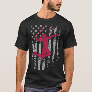 Badminton American Flag Patriotic High School Spor T-Shirt