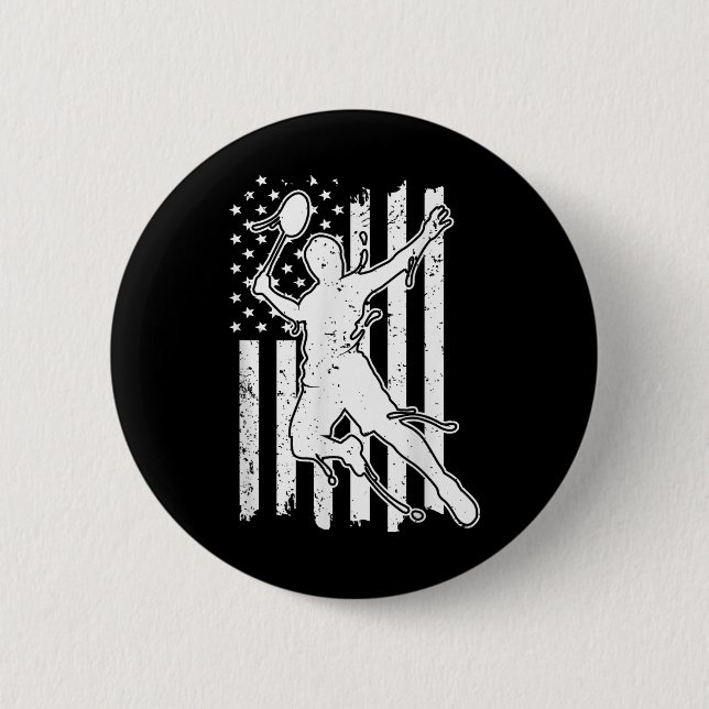 Badminton American Flag - Shuttle America Flag Bad Button (Front)