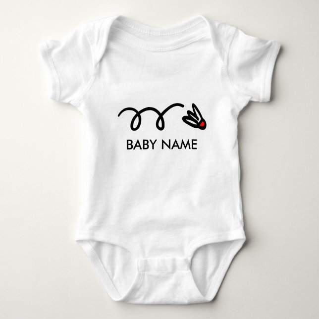 Badminton baby outfit with personalized name baby bodysuit (Front)