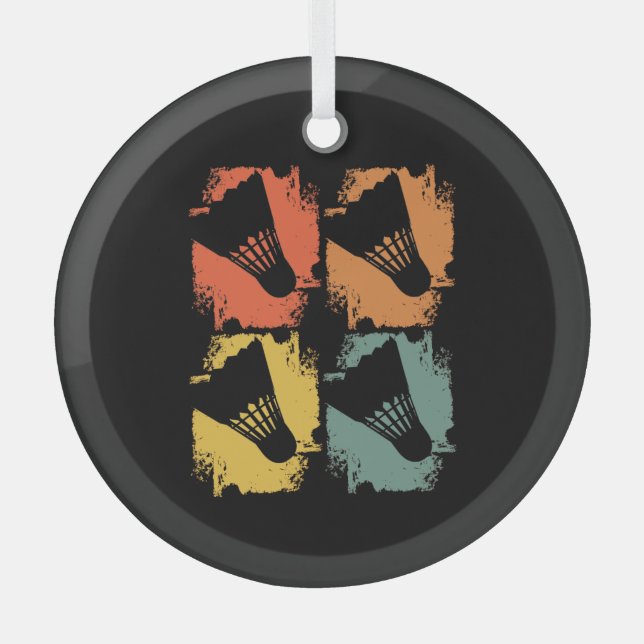 Badminton - Badminton Ball Retro  Glass Ornament (Front)