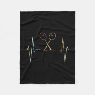 Badminton - Badminton Racket Heartbeat Fleece Blanket
