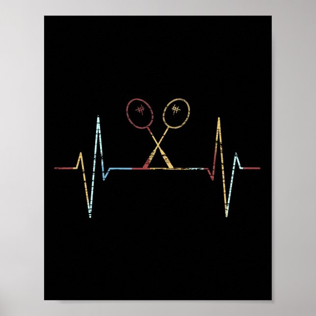 Badminton - Badminton Racket Heartbeat Poster (Front)