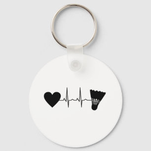 Badminton Ball Heartbeat Keychain