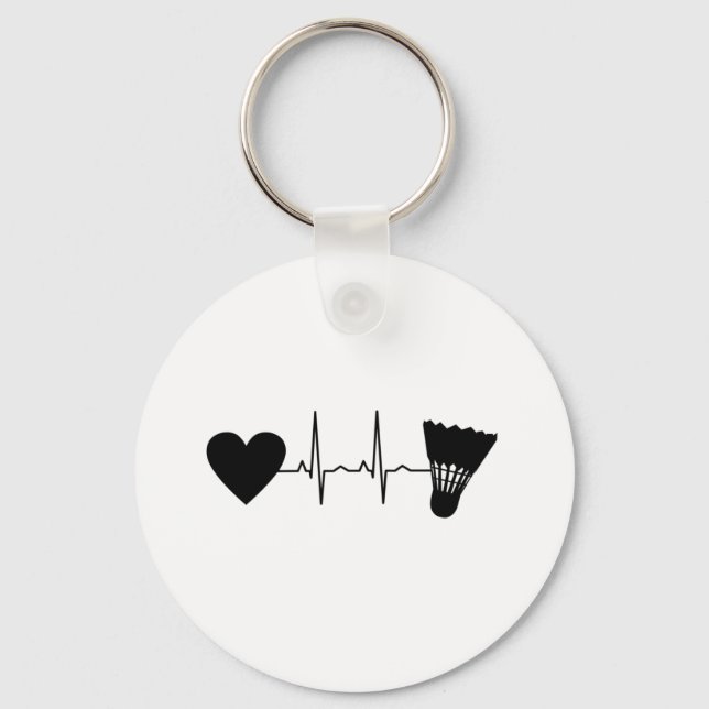 Badminton Ball Heartbeat Keychain (Front)
