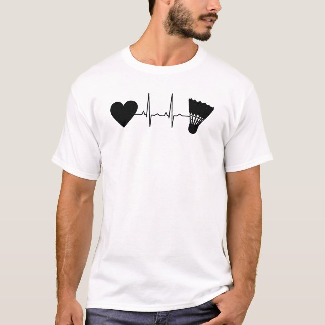 Badminton Ball Heartbeat T-Shirt (Front)