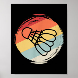 Badminton Ball Vintage 60s 70s Style Design, Badmi Poster