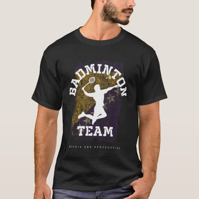 Badminton Bosnia & Herzegovina Net Games Player Ba T-Shirt (Front)