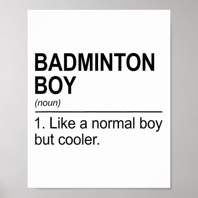 Badminton Boy Noun Definition Shuttle Badminton Pl Poster (Front)