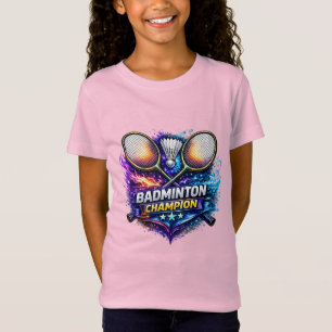 Badminton Champion Colorful Graphic Girls’ T-Shirt
