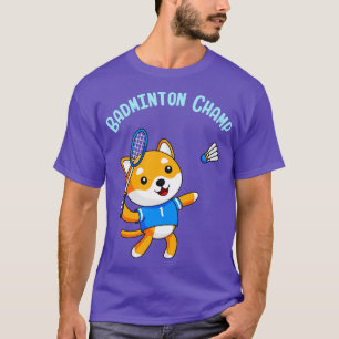 Badminton Champion Cute Dog Kids Sport T-Shirt