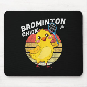 Badminton Chick Retro Chicken Birdie Women Badmint Mouse Pad