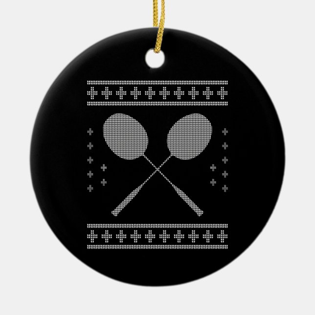 Badminton Christmas Ceramic Ornament (Front)