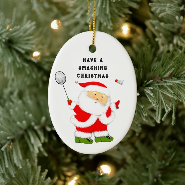 Badminton Christmas Collectible Ceramic Ornament (Tree)