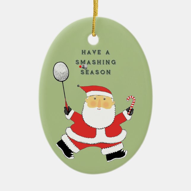 Badminton Christmas Collectible Ceramic Ornament (Front)