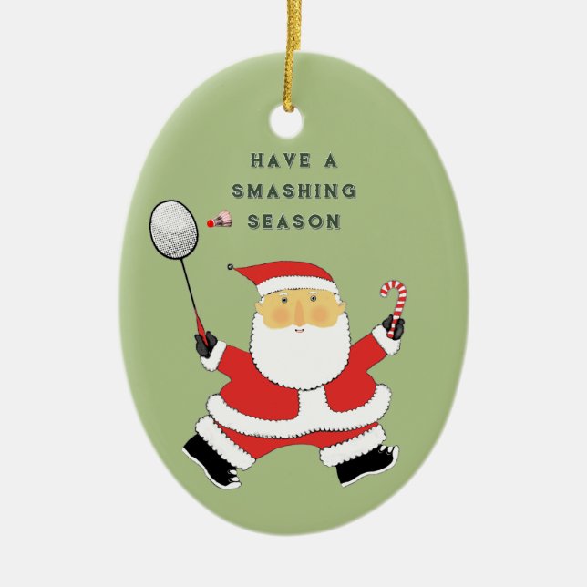 Badminton Christmas Collectible Ceramic Ornament (Front)