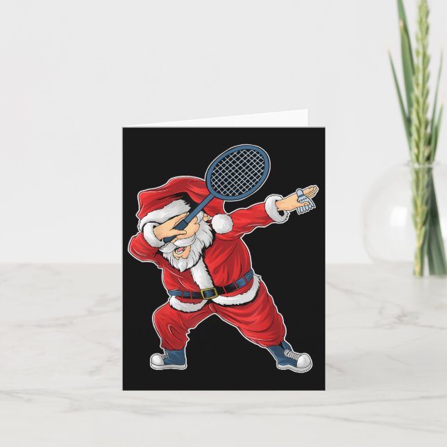 Badminton Christmas Dabbing Santa Claus With Shutt Card (Front)