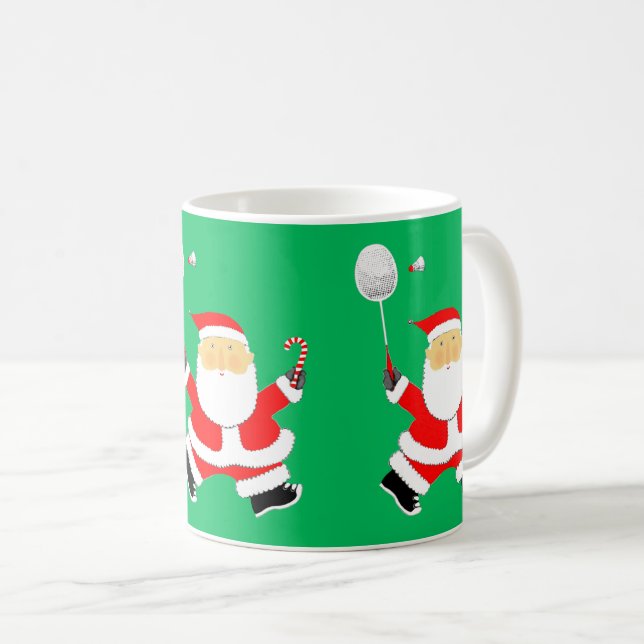 Badminton Christmas Holiday Gift Coffee Mug (Front Right)