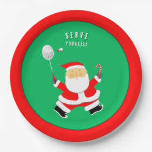 Badminton Christmas Sports Party Paper Plates