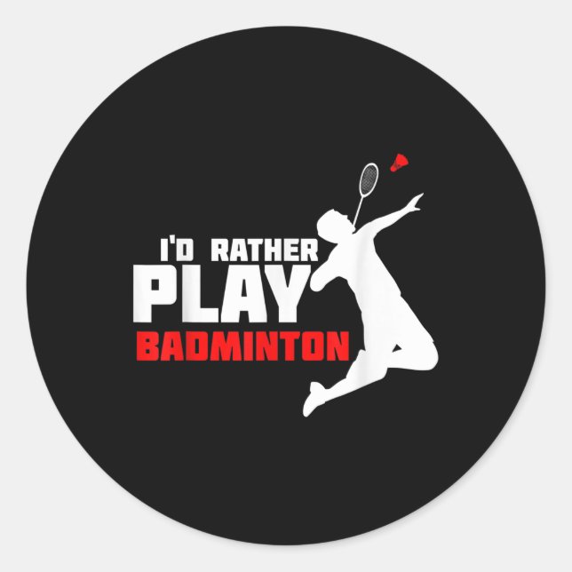 Badminton  classic round sticker (Front)