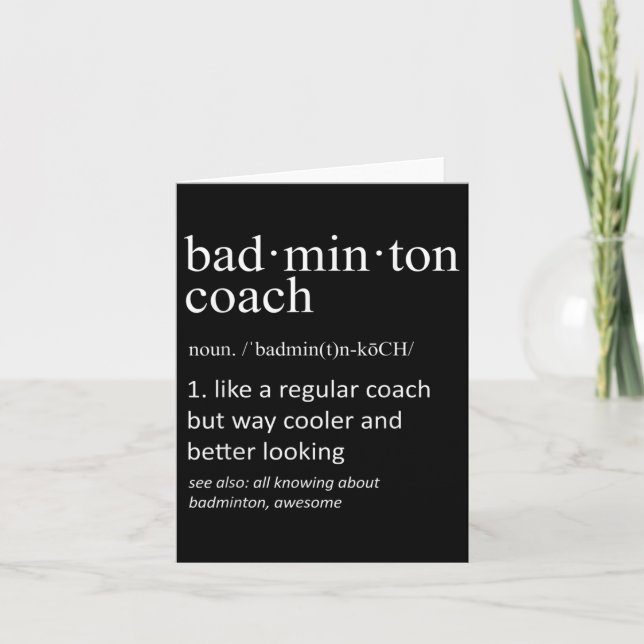 Badminton Coach Definition Sports Funny Trainer  Card (Front)