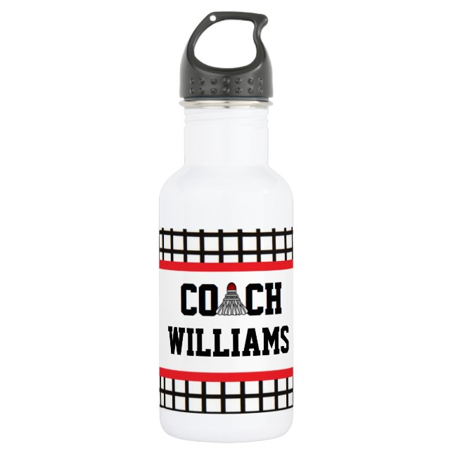 Badminton Coach - Personalized Water Bottle (Front)