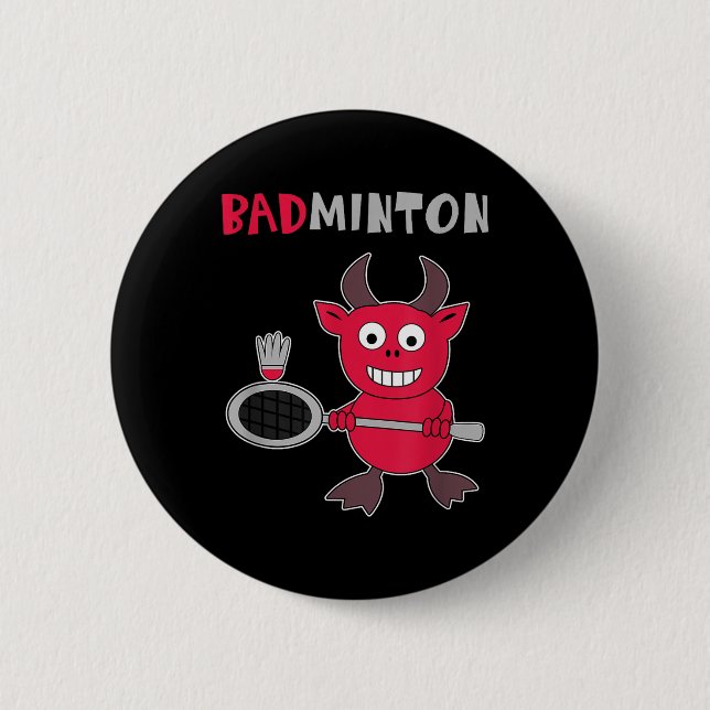 Badminton Devil Badminton Player Shuttle Sports Sm Button (Front)