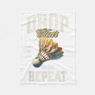 Badminton Drop Clear Smash Repeat Shuttle  Fleece Blanket