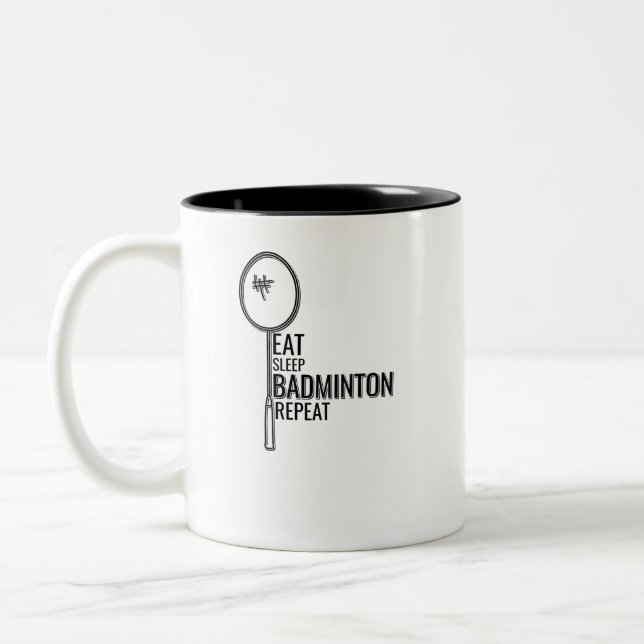 Badminton - Eat Sleep Badminton Repeat Two-Tone Coffee Mug (Left)