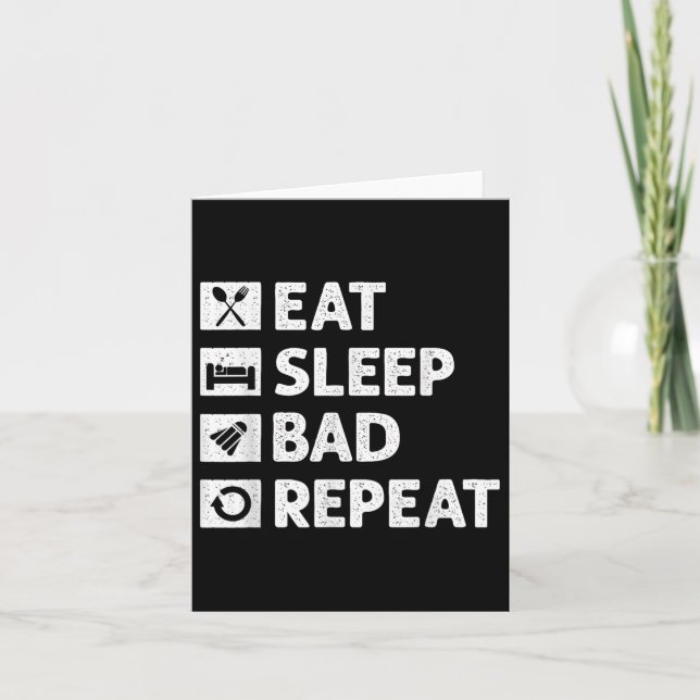 Badminton Eat Sleep Repeat Funny Shuttle Meme  Card (Front)
