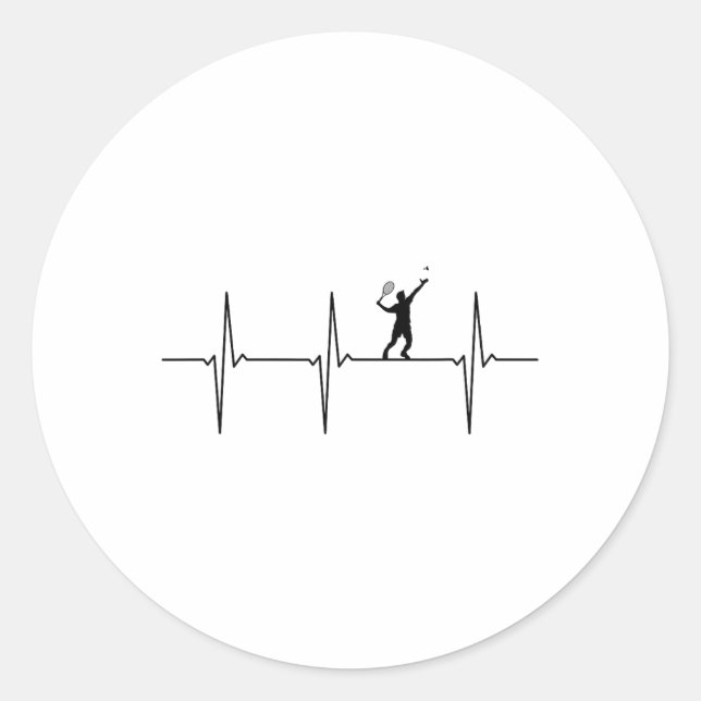 Badminton Ecg Heartbeat Shuttle Pulse Frequency 1  Classic Round Sticker (Front)