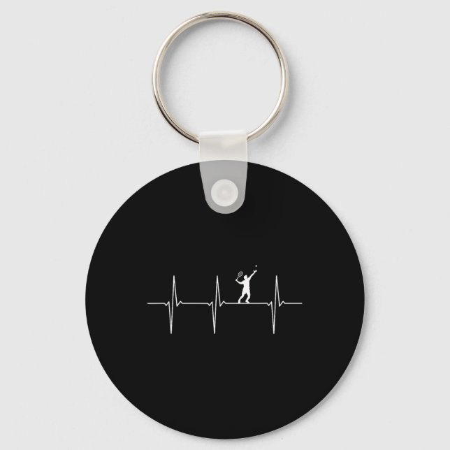Badminton Ecg Heartbeat Shuttle Pulse Frequency  Keychain (Front)