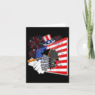 Badminton Equipment Costume American Flag 4th Of J Card
