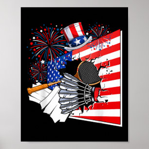 Badminton Equipment Costume American Flag 4th Of J Poster