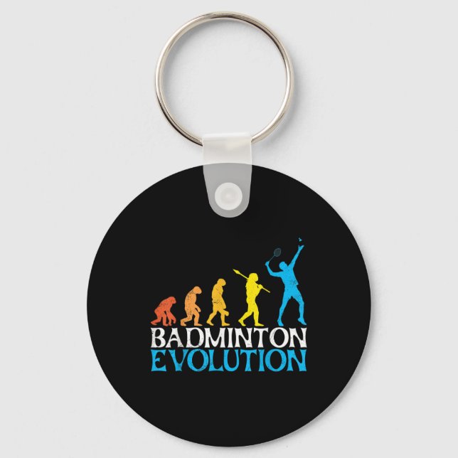 Badminton Evolution Monkey Badminton Player Badmin Keychain (Front)