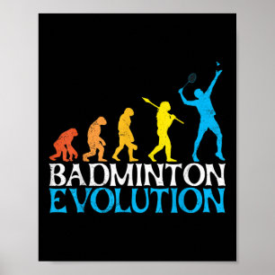 Badminton Evolution Monkey Badminton Player Badmin Poster