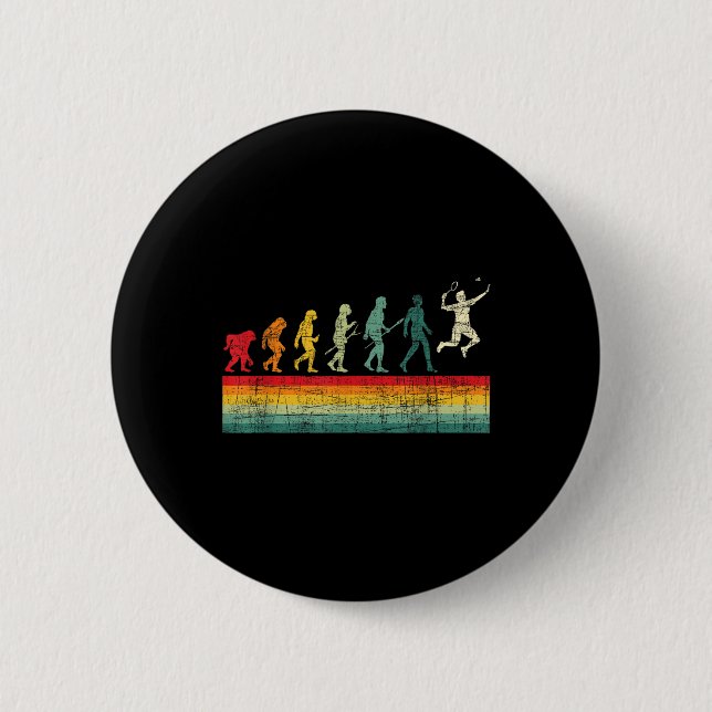 Badminton Evolution - Retro Sports Lover Shuttle  Button (Front)