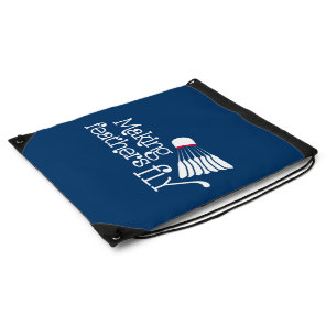 Badminton feather fly blue red drawstring bag