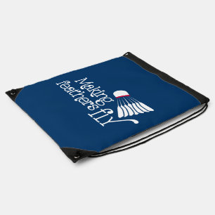 Badminton feather fly blue red drawstring bag