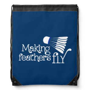Badminton feather fly sports blue drawstring bag